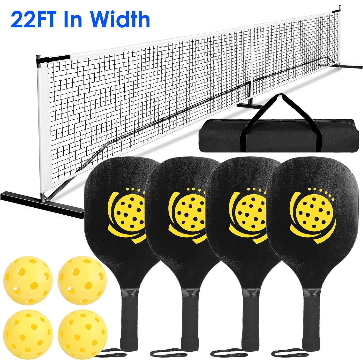 Portable Pickleball Net Set – Full Kit (Net, 4 Paddles & Balls)