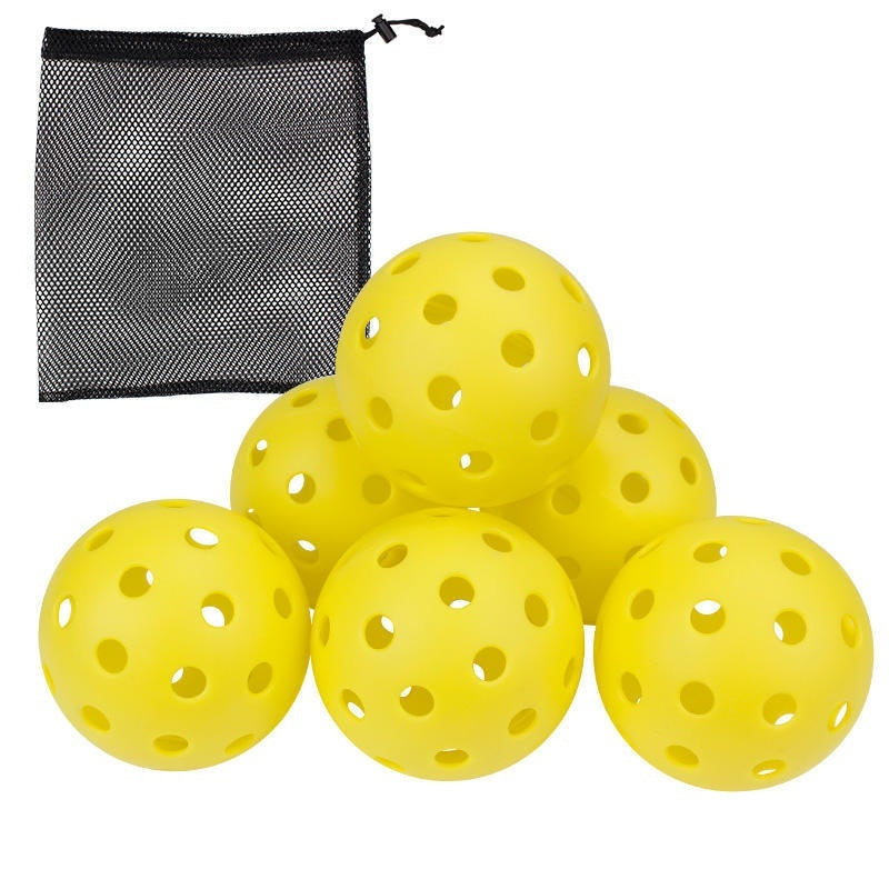 6 Pack Pickleball Balls with Carry Bag – Outdoor Durable 40 Hole Balls